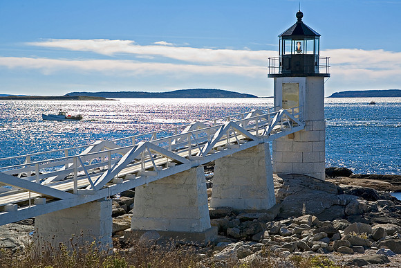 Marshall Point Light and Lobster Boat