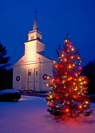 Church and Christmas Tree
